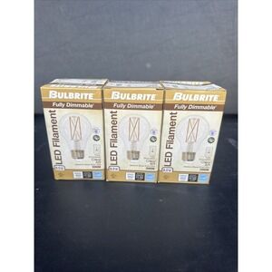 (3) NEW Bulbrite 8.5W Filament A19 LED Bulb E26 Clear 3000K Dimmable #776768